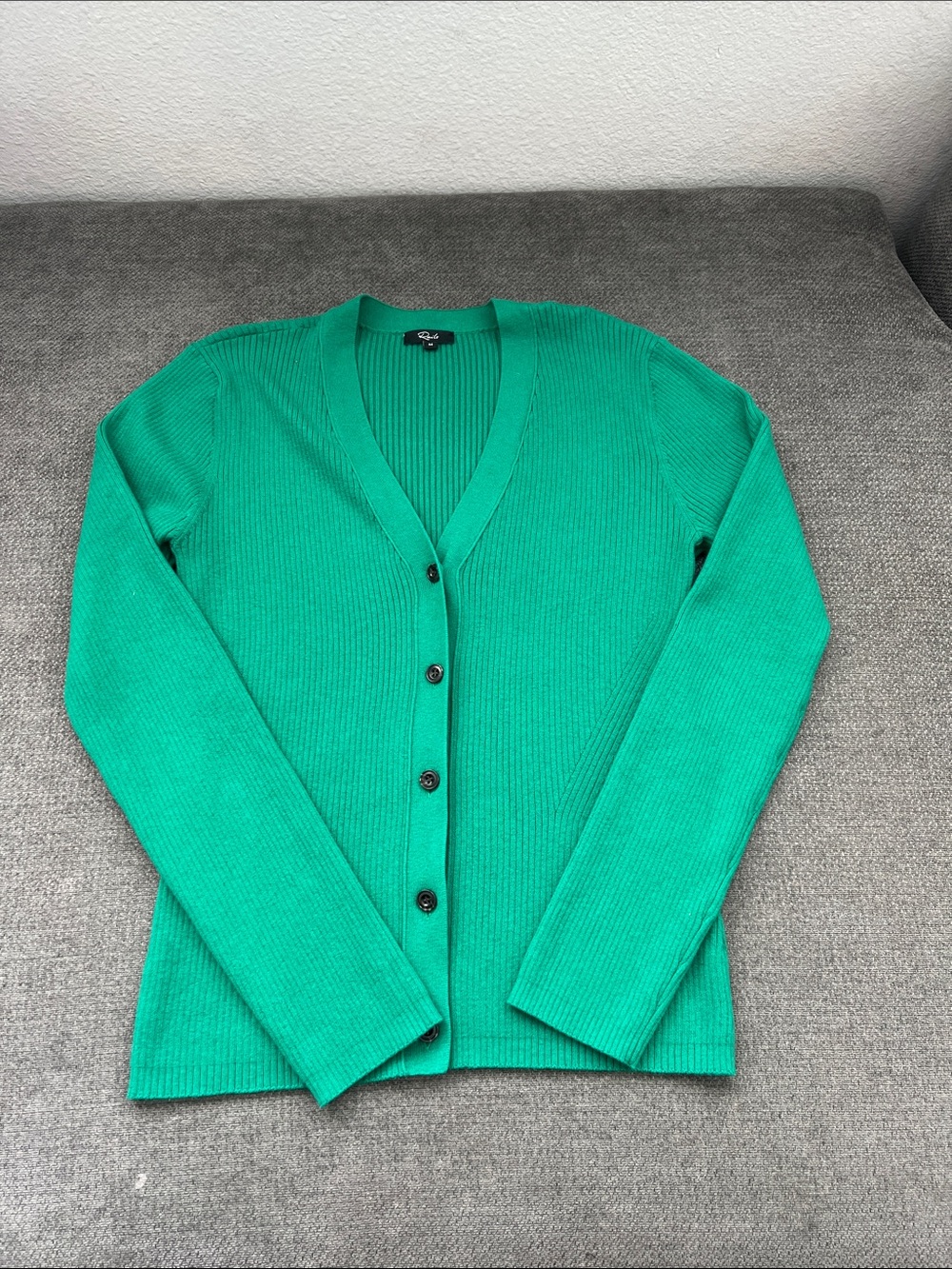 Rails Emerald Green Ribbed V-Neck Button Cardigan